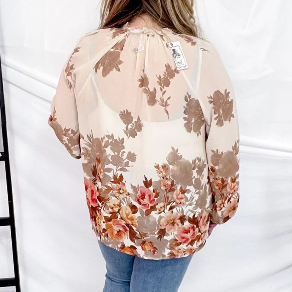 ON SALE 675. Easel Floral Print Women's Top - Picture 3 of 4